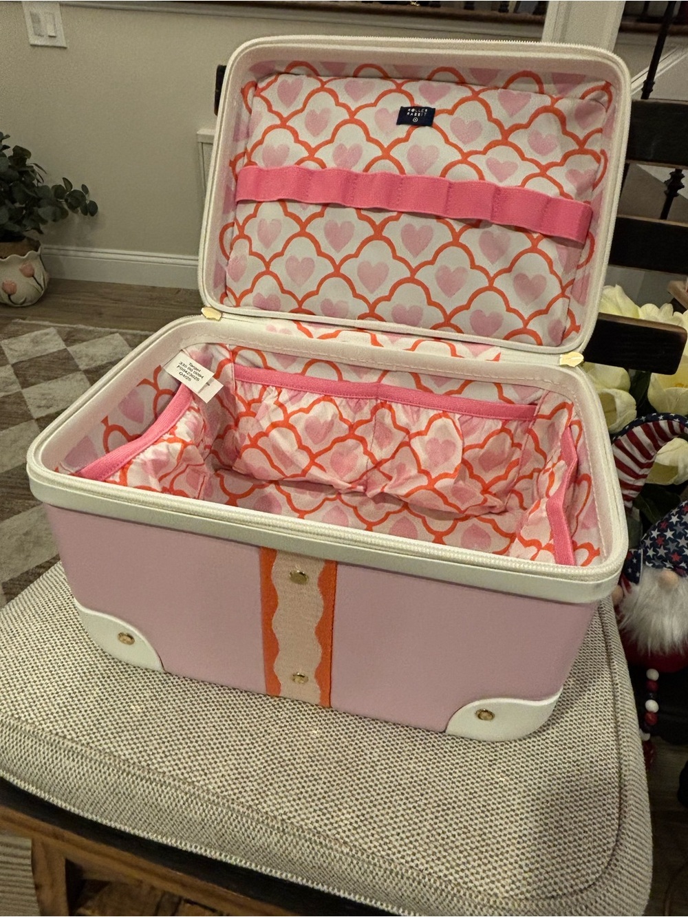 Roller Rabbit Pink Vanity Case with Orange Ribbon Accent NWT - Picture 8 of 10